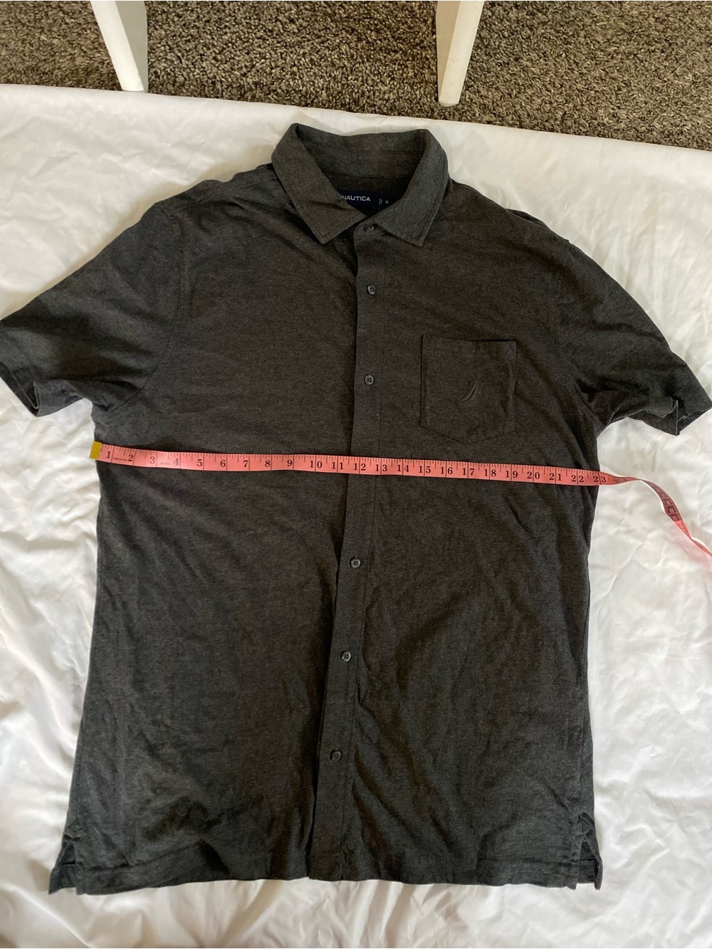 Nautica Men’s Dark Gray Short Sleeve Casual Button-Down Shirt